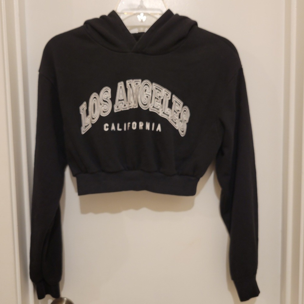 Los Angeles California Womens S Black Cropped Hoodie Sweatshirt Streetwear Indie
